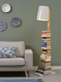 it's about RoMi Vloerlamp ijzer/hout Cambridge voor boeken naturel/ wit Discount