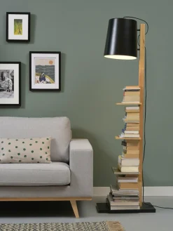 it's about RoMi Vloerlamp ijzer/hout Cambridge voor boeken naturel/ zwart Best