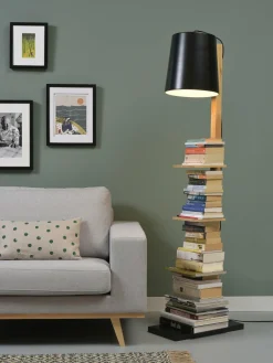 it's about RoMi Vloerlamp ijzer/hout Cambridge voor boeken naturel/ zwart Best