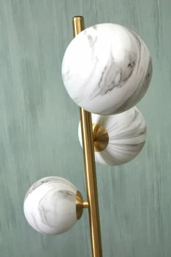 it's about RoMi Voerlamp glas/ijzer Carrara 3-bol wit marmerprint/goud Outlet