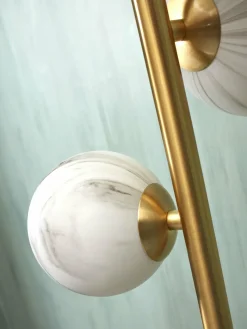 it's about RoMi Voerlamp glas/ijzer Carrara 3-bol wit marmerprint/goud Outlet