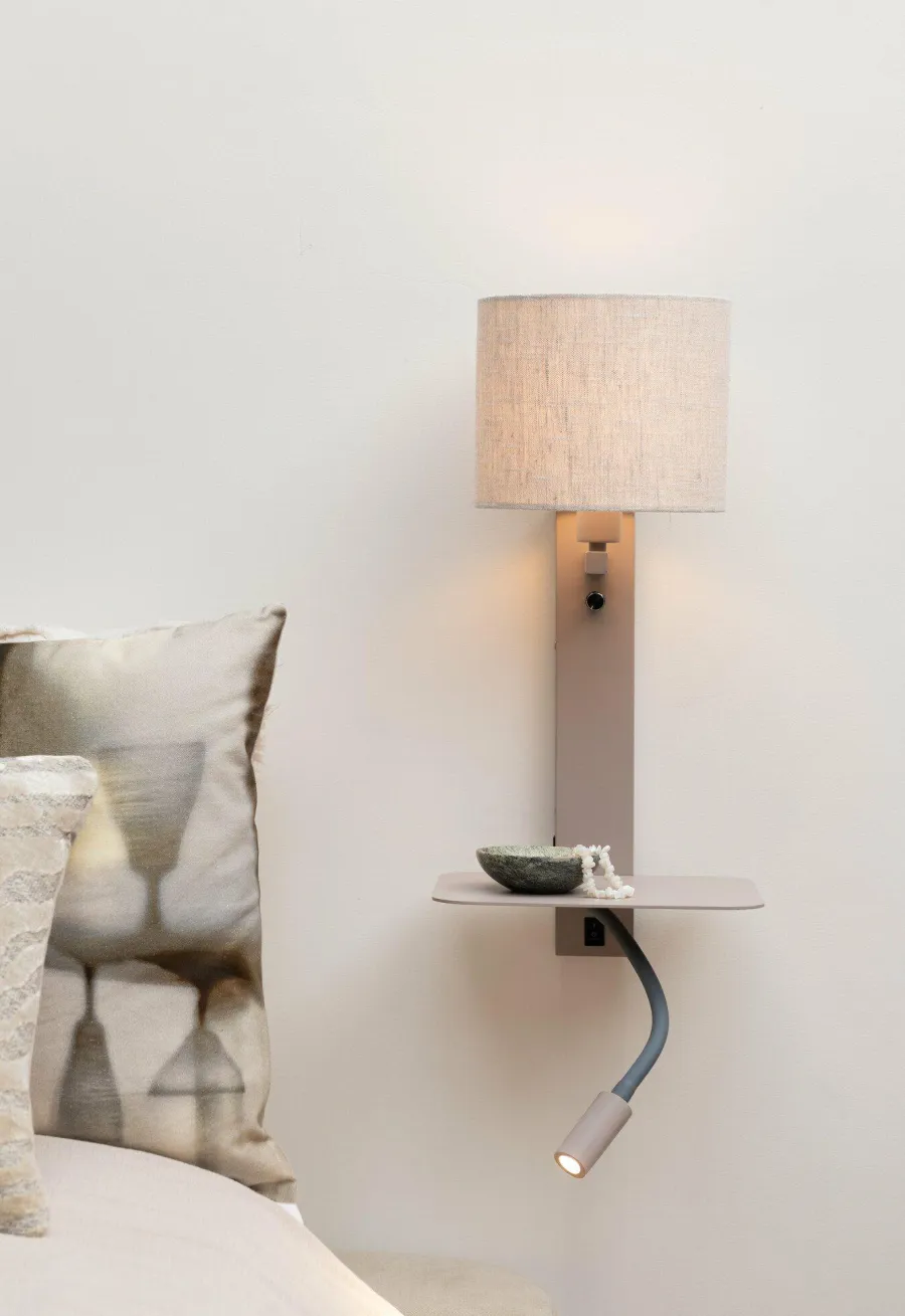 it's about RoMi Wandlamp Florence+leeslamp zand/kap 1815 linnen licht Best