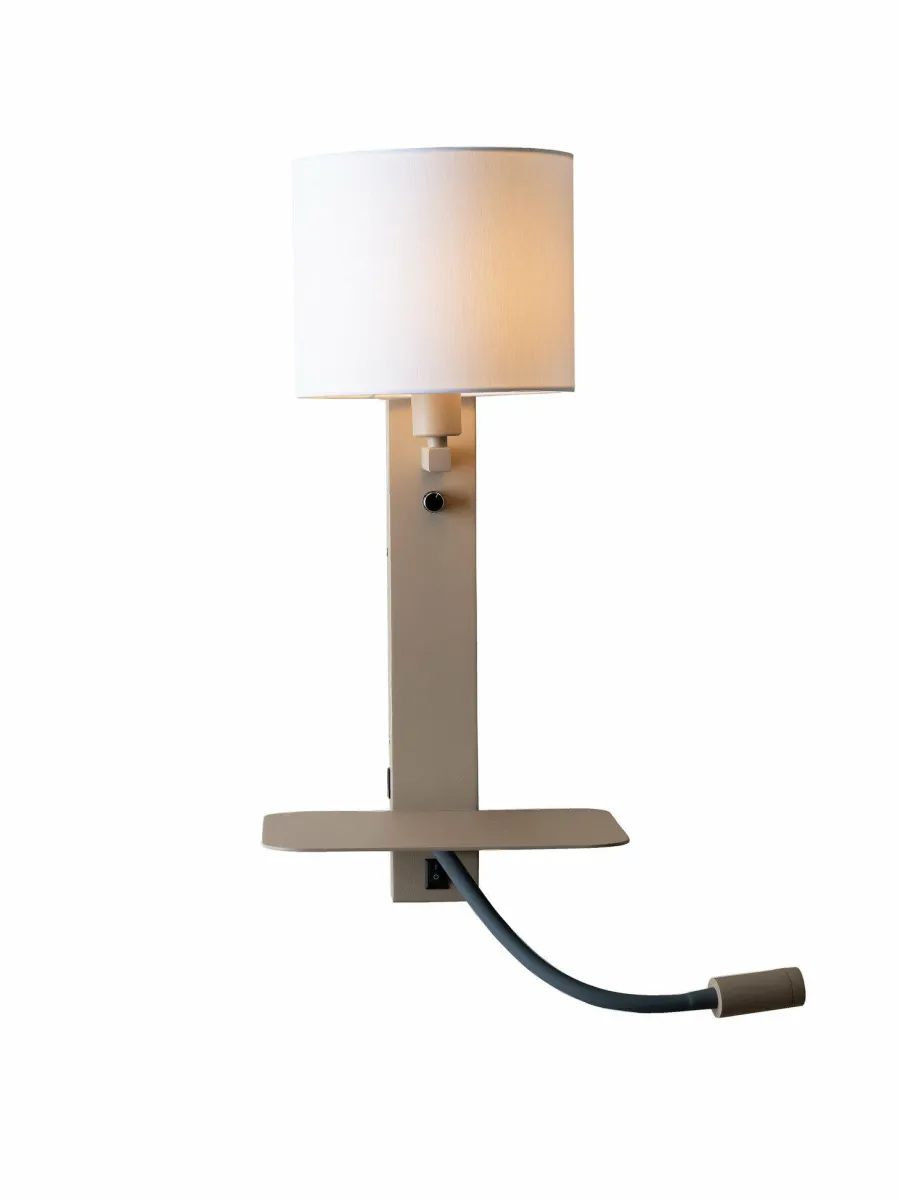 it's about RoMi Wandlamp Florence+leeslamp zand/kap 1815 wit Hot