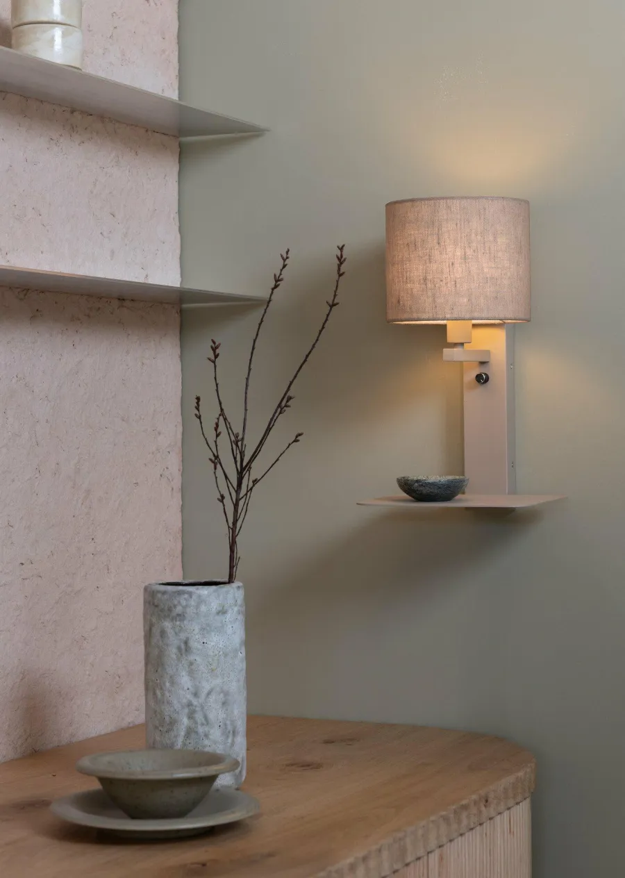 it's about RoMi Wandlamp Florence zand/kap 1815 linnen donker New
