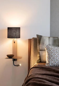 it's about RoMi Wandlamp Florence+leeslamp zand/kap 1815 zwart Sale