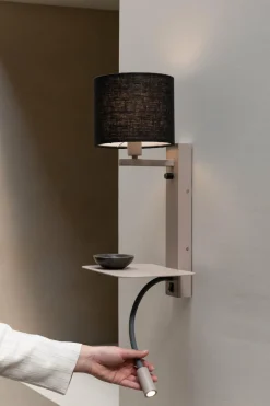 it's about RoMi Wandlamp Florence+leeslamp zand/kap 1815 zwart Sale