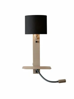 it's about RoMi Wandlamp Florence+leeslamp zand/kap 1815 zwart Sale