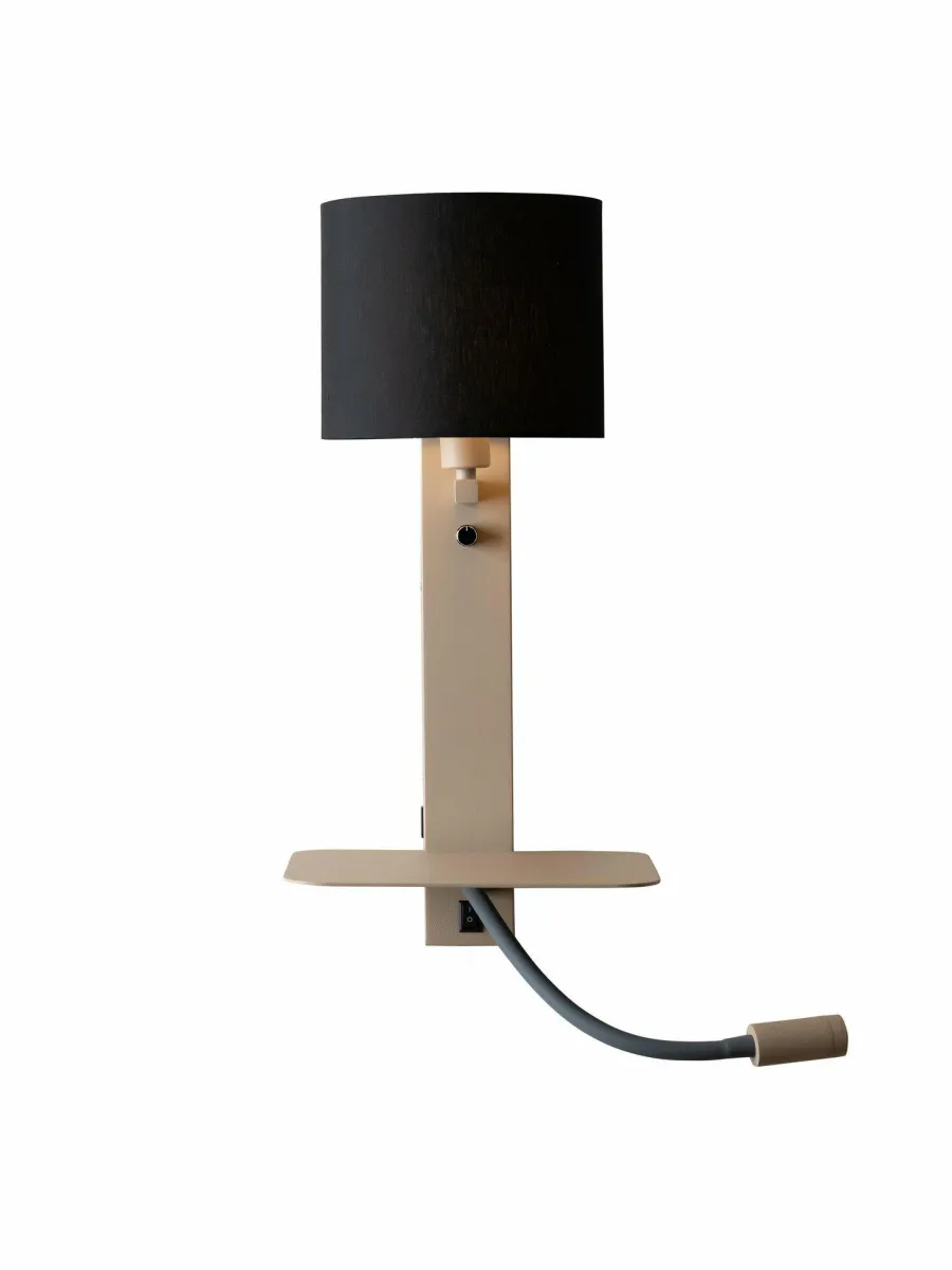 it's about RoMi Wandlamp Florence+leeslamp zand/kap 1815 zwart Sale