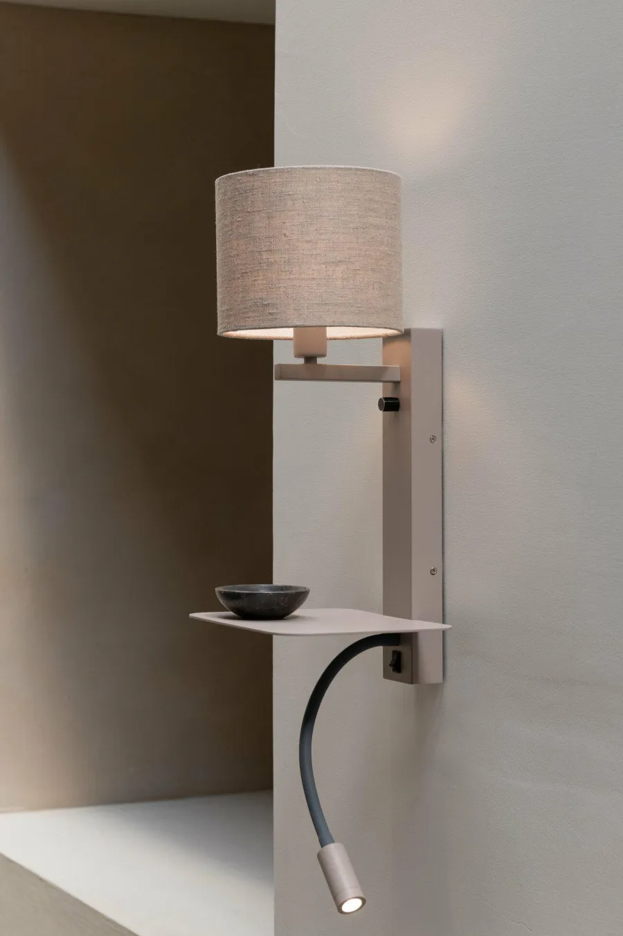 it's about RoMi Wandlamp Florence+leeslamp zand/kap 1815 linnen donker Outlet