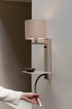 it's about RoMi Wandlamp Florence+leeslamp zand/kap 1815 linnen donker Outlet