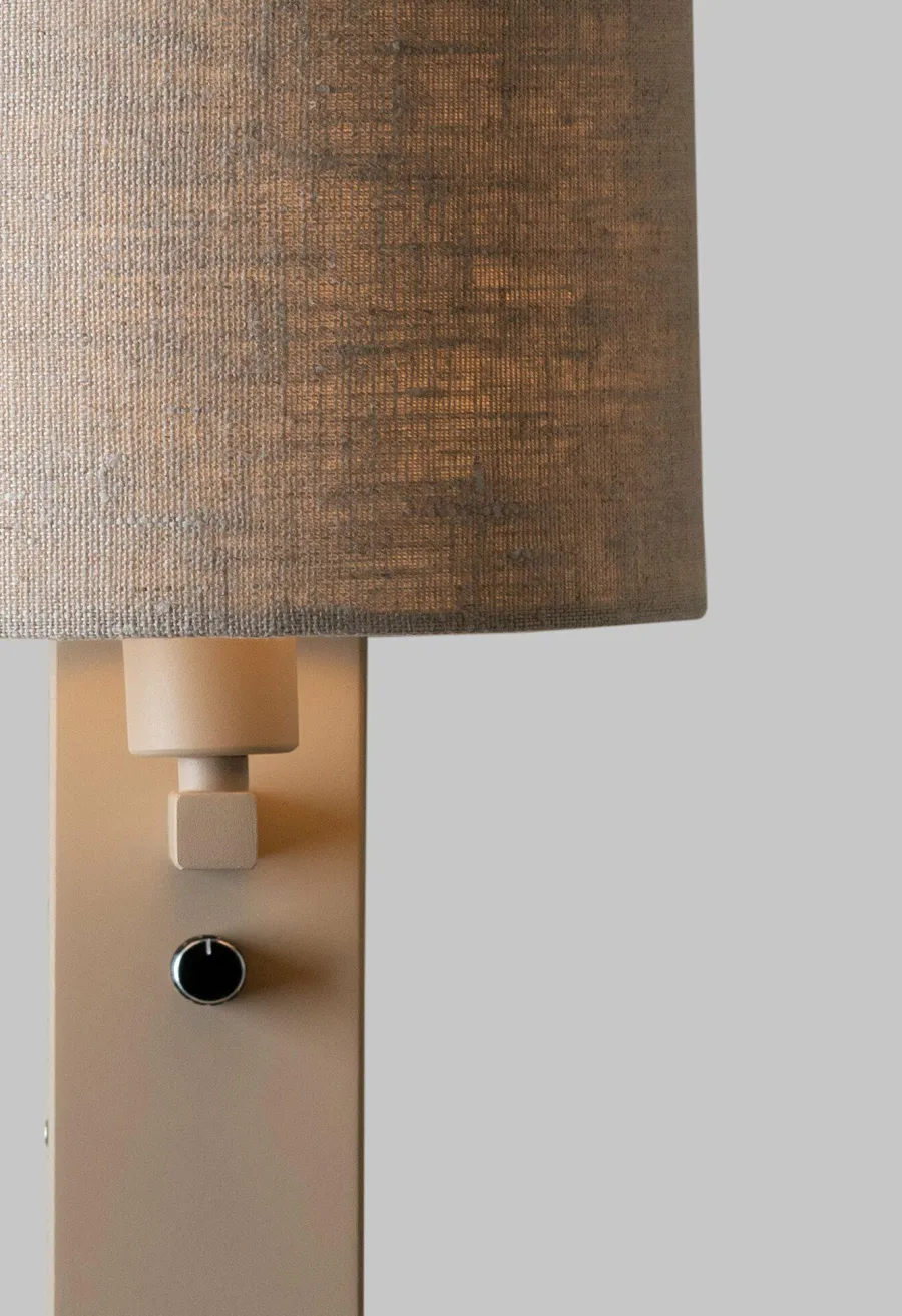 it's about RoMi Wandlamp Florence+leeslamp zand/kap 1815 linnen donker Outlet