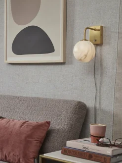 it's about RoMi Wandlamp glas/ijzer Carrara bol wit marmerprint/goud Discount