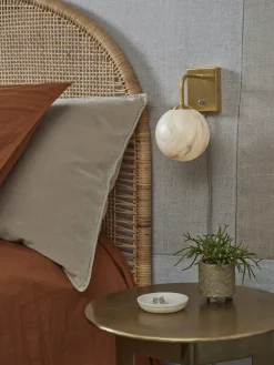 it's about RoMi Wandlamp glas/ijzer Carrara bol wit marmerprint/goud Discount