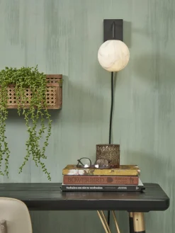 it's about RoMi Wandlamp glas/ijzer Carrara bol wit marmerprint/zwart Discount