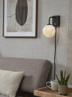 it's about RoMi Wandlamp glas/ijzer Carrara bol wit marmerprint/zwart Discount