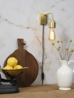 it's about RoMi Wandlamp ijzer Madrid 18x7xh.14cm goud S New