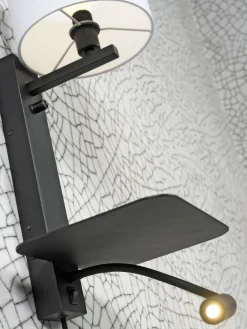 it's about RoMi Wandlamp ijzer Florence plank+usb+leeslamp 15000hrs incl. dimmer l. linnen Online