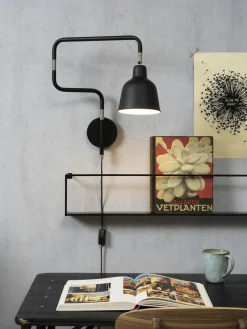 it's about RoMi Wandlamp ijzer London b.44xh.40cm/kap dia.16xh.16cm zwart