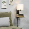 it's about RoMi Wandlamp ijzer Florence E14 met plank+usb incl. dimmer wit Outlet