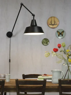 it's about RoMi Wandlamp ijzer Chicago h.80cm/l.60-130cm mat zwart Hot