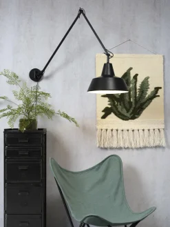 it's about RoMi Wandlamp ijzer Chicago h.80cm/l.60-130cm mat zwart Hot