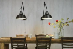 it's about RoMi Wandlamp ijzer Chicago h.80cm/l.60-130cm mat zwart Hot
