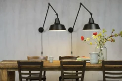 it's about RoMi Wandlamp ijzer Chicago h.80cm/l.60-130cm mat zwart Hot