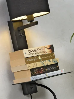 it's about RoMi Wandlamp ijzer Florence plank+usb+leeslamp 15000hrs incl. dimmer zwart Outlet