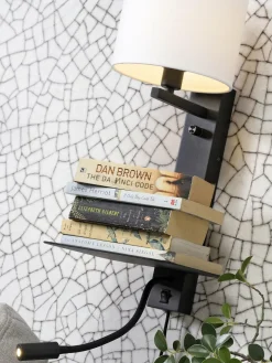 it's about RoMi Wandlamp ijzer Florence plank+usb+leeslamp 15000hrs incl. dimmer zwart Outlet