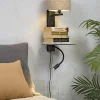 it's about RoMi Wandlamp ijzer Florence plank+usb+leeslamp 15000hrs incl. dimmer d. linnen Outlet