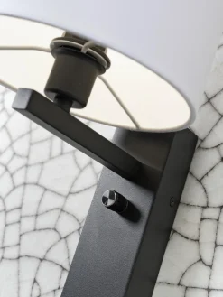 it's about RoMi Wandlamp ijzer Florence E14 met plank+usb incl. dimmer d. linnen Discount