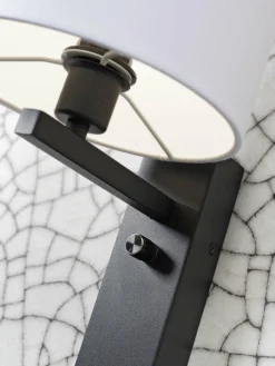it's about RoMi Wandlamp ijzer Florence E14 met plank+usb incl. dimmer l. linnen Discount