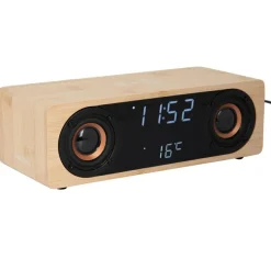 Karlsson Alarmklok Classic BT speaker met telefoonoplader bamboo Hot