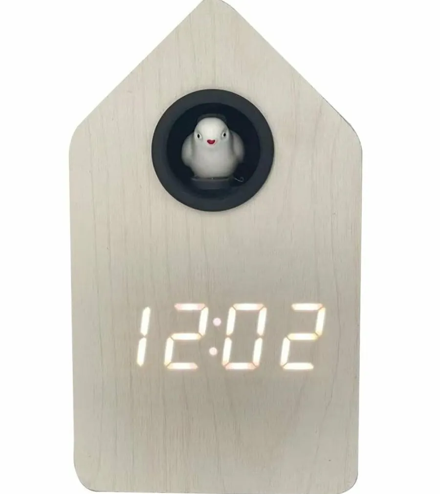 Karlsson Alarmklok Cuckoo LED whitewash veneer New