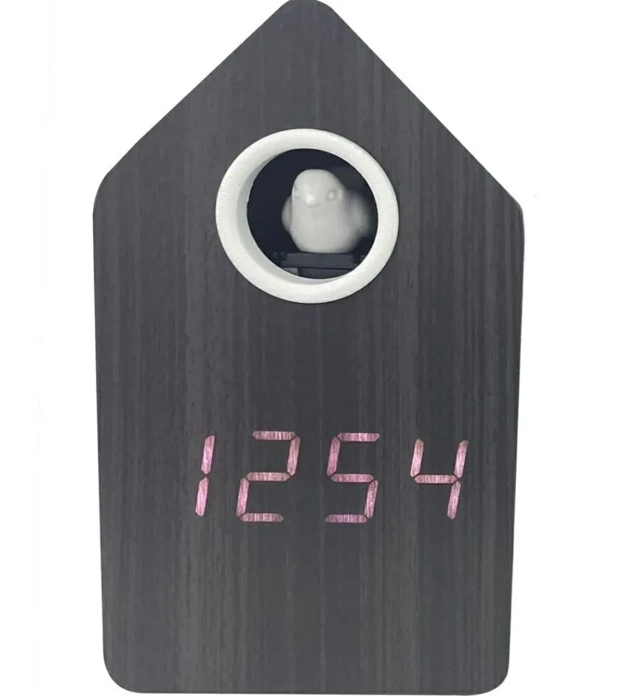Karlsson Alarmklok Cuckoo LED zwart hout veneer Discount