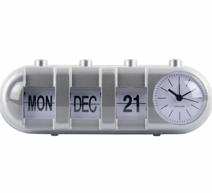 Karlsson Alarmklok Retro Tube Calender Flip zilver Discount