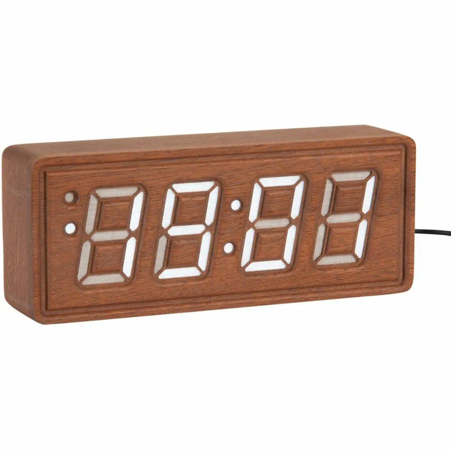 Karlsson Alarmklok Solid hout Engraved donker hout Clearance