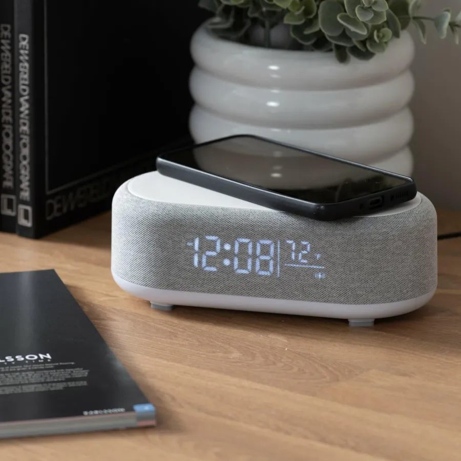Karlsson Alarmklok Vogue met telefoonoplader en bluetooth muis grijs Clearance