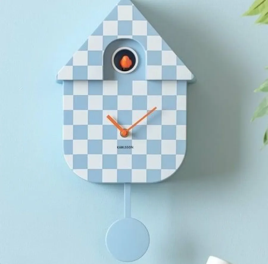 Karlsson Klok Modern Cuckoo Checker zacht blauw Clearance