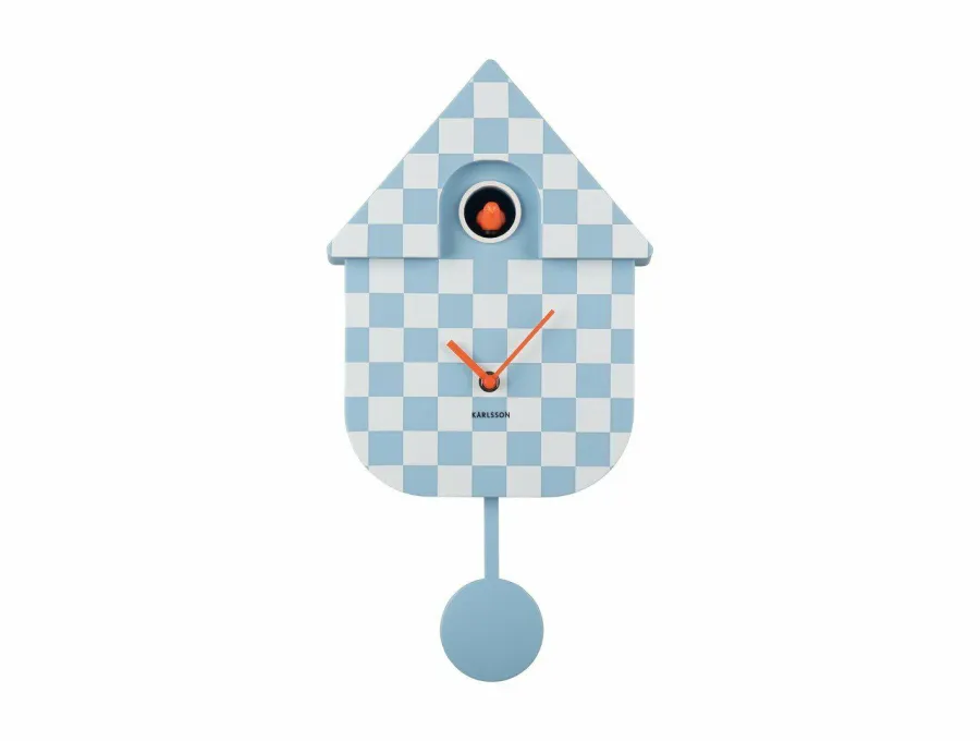 Karlsson Klok Modern Cuckoo Checker zacht blauw Clearance