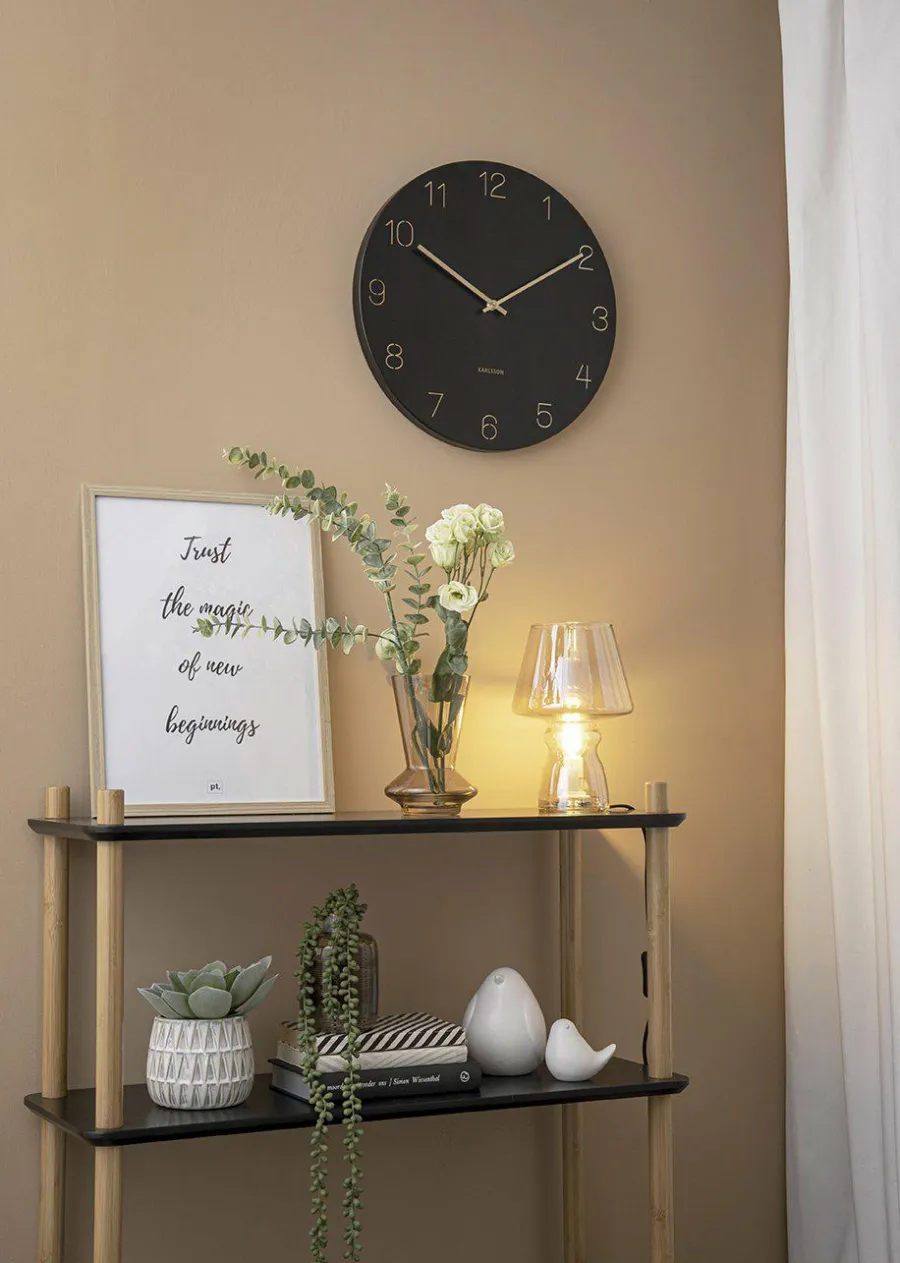 Karlsson Wandklok Charm Engraved Numbers zwart Ø 40 cm Hot
