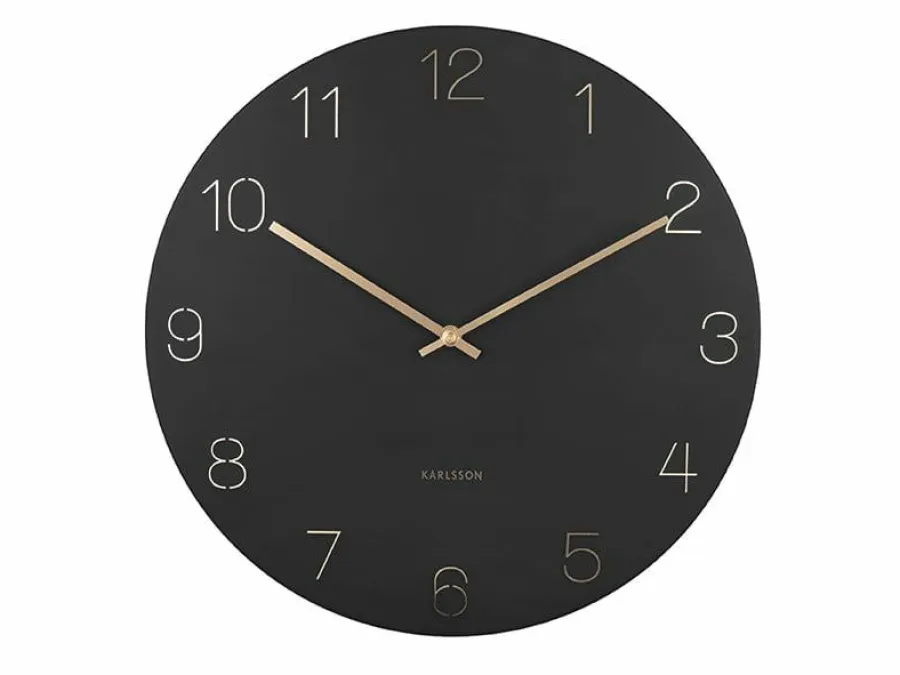 Karlsson Wandklok Charm Engraved Numbers zwart Ø 40 cm Hot