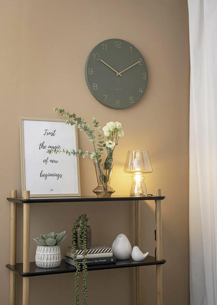Karlsson Wandklok Charm Engraved Numbers groen Ø 40 cm Clearance