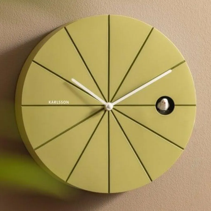 Karlsson Wandklok Destacado Cuckoo olijfgroen met luxe groen Outlet