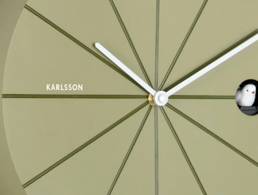 Karlsson Wandklok Destacado Cuckoo olijfgroen met luxe groen Outlet