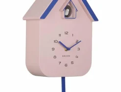 Karlsson Wandklok Dupla Color Cuckoo zachtroze met kobalt blauw New