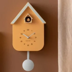 Karlsson Wandklok Dupla Color Cuckoo mango geel met zacht blauw Outlet