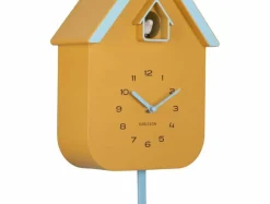 Karlsson Wandklok Dupla Color Cuckoo mango geel met zacht blauw Outlet