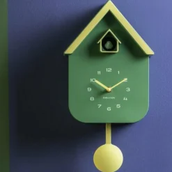 Karlsson Wandklok Dupla Color Cuckoo retro groen met zacht geel Hot