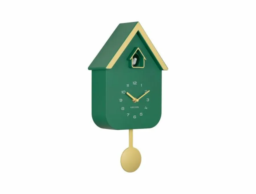 Karlsson Wandklok Dupla Color Cuckoo retro groen met zacht geel Hot